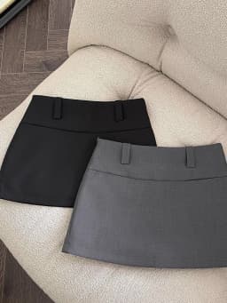 Black Suit Style Skirt Korean A-Line Wrap around Skirt Grey Short Skirt for Women Spring Summer Casual Polyester Fiber