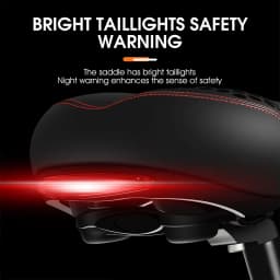 WEST BIKING Bicycle Saddle with Taillight Breathable Shock Absorption Waterproof PU Leather Bike Seat Cushion for MTB Road Bike