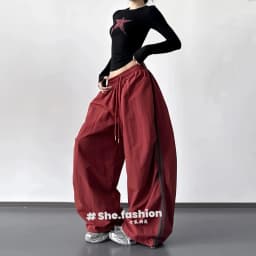 2026 Spring and Autumn Casual Work Pants Side Striped Athletic Style Loose Wide Leg Pants