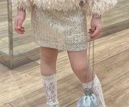 Childrens Sets Feather Long Sleeve Tops Sequin Skirt Fashion 2024 Autumn New Korean Style Childrens Two Piece Sets