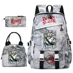 Demon Slayer Anime Backpack Set for Girls Demon Slayer 3Pcs School Bag Lunch Kit Pouch