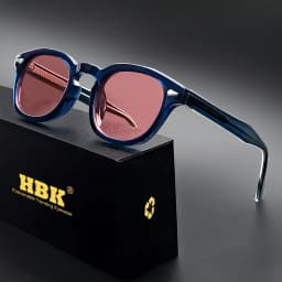 HBK Retro Round Men Sunglasses Punk Propionic Acid Pin Temple Luxury Sun Glasses Women Sports Leisure Party Eyewear UV400