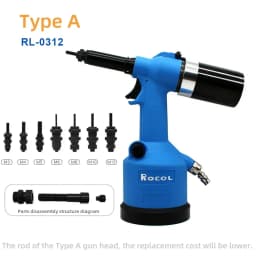 ROCOL Pneumatic Rivet Nut Gun Kit Industrial Adjustable Stroke Pneumatic Hydraulic Automatic Riveter Tool M3-M12 Rivnut Riveting