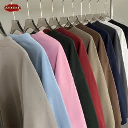 ZODF 2024 Autumn Winter Men's Basic O-Neck Sweatshirt Unisex Loose Solid 430gsm Terry Pullovers Streetwears HY0910