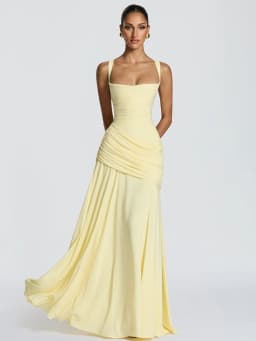 Sexy Solid Pleated Sling Dress Women Elegant Square Neck Sleeveless Waist-cinching Maxi Dresses 2026 New Summer Lady Party Robe