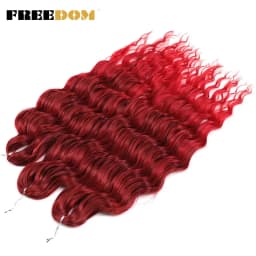 FREEDOM Synthetic Braiding Hair Extensions Deep Wavy 24 inch Long Curly Braids Hair Ombre Brown Rainbow Twist Crochet Hair