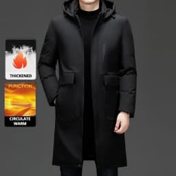 High End Long Thicken Winter New Brand Casual Fashion Hooded Parka Jacket Heavy Windbreaker Outdoor Windproof Coats Outerwear