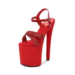 SDTRFT Women's Shoes 20cm Sexy Platform Sequined Decoration 8 Inch Stilettos Banquet Nightclub Pole Dancing Model Party Sandals