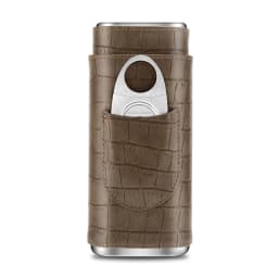 3-pack Cigar Case Portable Leather Holder Box Storage with Stainless Steel Sharp Cigar Cutter Luxury Smoking Accessories CH-24FA