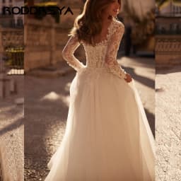 RODDRSYA Classic Elegance Wedding Dress A-line Long Sleeves Lace Bridal Gowns Women Tulle O-neck vestidos de novia Customized