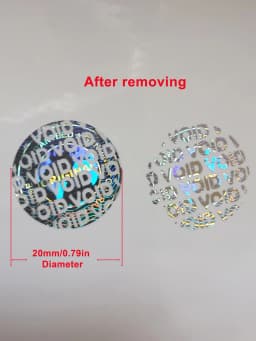 290pcs 20mm Diameter Round One Time Use VOID Sticker Original Genuine Guaranteed Holographic Warranty Seal Label For Packaging