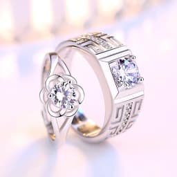 2PCS Couple Ring 925 Sterling Silver AAA Zircon for Women and Men Sweet Wedding Fine Jewelry Accessories Party Gift