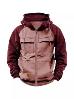 Men Hoody Sweatshirts Spring Autumn Zip Collar Pocket Long Sleeve Loose Cardigan Hooded Coats YZXFS-W2002