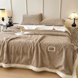 Double Layer Sherpa Fleece Blanket Autumn Winter Thick Warm Plush Blankets for Bed Cozy Fluffy Soft Faux Rabbit Fur Sofa Blanket