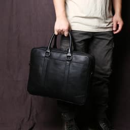 Retro Genuine Leather Handbag Men's Horizontal Large-capacity Messenger Briefcase First Layer Cowhide Business Computer Bag