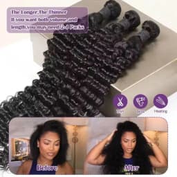 Deep Curly Bundles Human Hair 30 34 Inch Deep Wave Raw Hair Bundles Unprocessed Double Weft Hair Extensions Weave