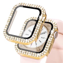Diamond Bling Cover For Apple watch Case 45mm 41mm 38mm 42mm 44mm 40mm HD Tempered Glass+Bumper Screen Protector Accessories