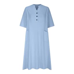 New Solid Color Cotton Linen Comfortable Casual Dresses Women Half Sleeve Loose Dress Gown Female Double Pocket Patchwork Frock
