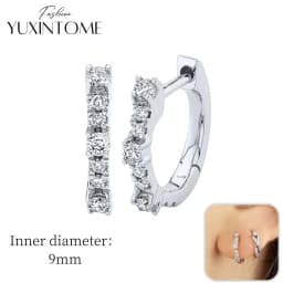 925 Sterling Silver Ear Needle Hoop Earrings Crystal Circle Small Huggie Earrings for Women Simple Females Girls Jewelry