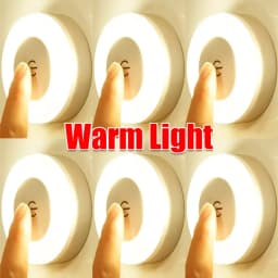1/6pcs LED Touch Sensor Night Lights Kitchen Cabinet Magnetic Base Wall Lamps 3 Modes USB Rechargeable Dimming Night Lights