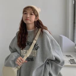 Trendy round Neck Sweatshirt 2025 New Spring Autumn Thin No Hat Printed Loose Women's Fashion Top Polyester Fiber Long Sleeve