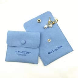 50 Personalized Logo Size Microfiber Jewelry Gift Pouch Velvet Snap Button Rings Earrings Packaging Organizer Wedding Favors Bag
