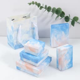 1pcs Blue Sky Gift Box Kraft Paper Display Couple Gift Box Gift Bags for Valentine's Day Earring Necklace Bracelet Accessories