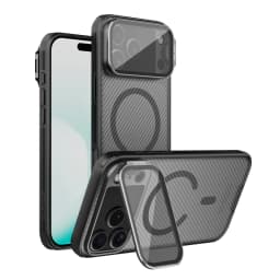 NILLKIN Magnetic Case For iPhone 18 Pro/18 Pro Max, Slide Camera Lens Cover with Hidden Stand, Aluminum Kickstand, Shock Proof