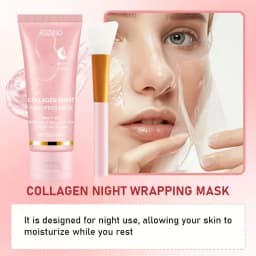 Collagen Intensive Moisturizing Nighttime Peel-Off Mask 75g, Comes with a Free Mask Brush, Gel Texture Is Easy to Absorb, Deeply Hydrates and Moisturizes, Instantly Relieves Dryness with a Single Swipe and Peel-Off, Evens Out Skin Tone, Smoothes Skin, Long-Lasting Oil Control, Maintains and Cares for Skin, Suitable for All Skin Types, Unisex