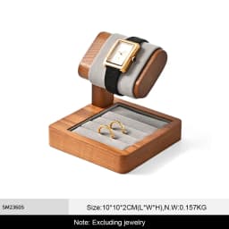 WoodTen Solid Wood Watch Display Stand with Drawers Double Layered Watch Necklace Bracelet Organizer Rack Jewelry Bracelet Stand