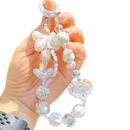 Anti Loss Mobile Phone Strap Wrist Chain Building Blocks Love Bow Beaded Pendant Keychain Bag Hangings Decoration