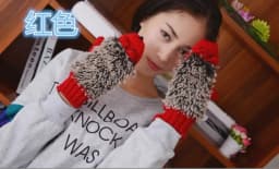 Women's Winter Gloves Without Fingers Knitting Wool Warm Mittens Fingerless Cartoon Hedgehog Gloves Birthday Present