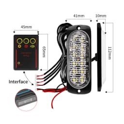 4 in 1 LED Warning Strobe Light 12V 24V Amber Car Grille Emergency Flash Signal Lamps Auto Stroboscope for Truck Offroad SUV