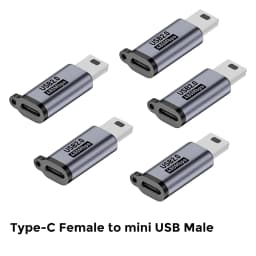 Type C Female to Mini USB Male Adapter Micro USB to USB C Adapter 480Mbps Data Transfer Fast Charging Converter for Phone