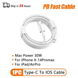 66W Type C PD 30W USB Cable For Apple iPhone 16 15 14 13 11 Pro Max 12 Mini 7 8 Plus XS R Fast Charging USB C Cable Charge Wire