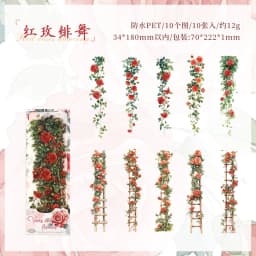 10 Pcs Vintage Rose Plant PET Sticker Pack for Junk Journal Scrapbooking Aesthetic Diary Deco School Account Stationery Stickers