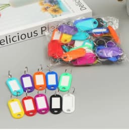 100x Coloured Plastic Key Fobs Luggage ID Tags Labels Key rings with Name Cards, For Many Uses - Bunches Of Keys, Luggage