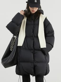 CHIC VEN Women Down Coats Loose New 90 White Duck Down Jacket Medium Long Hooded Female Down Jacket Autumn Winter 2024