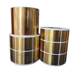 1Roll Waterproof PET Sticker Brushed Gold Self-adhesive Label Barcode Print Stickers Thermal Transfer Printer with Resin Ribbon