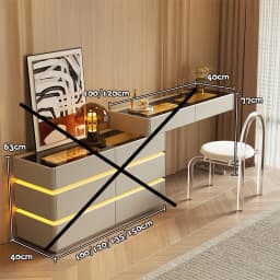 Nordic Solid Wood Dressers Bedroom Modern Dressing Table Drawer Integrated Home Small Apartment Makeup Table with LED Mirror