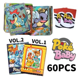 60Pcs Blind Box Vol1 2 PokeBaBy Cute DIY Card Pocket Monster Holographic 1996 Q151 Anime Version Classical Collection Card
