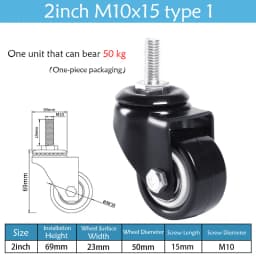 1.5-5 Inch Polyurethane Swivel Caster M6/M8-M12 Screw For Furniture Wheel Caster Wheels 360° Caster Wheel Industrial With Brake