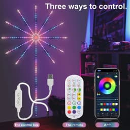 SCKDAY Smart Firework LED Strip Festoon Lights RGBIC Music Sync Indoor Self-Adhesive Fairy Lights for Christmas Party Room Decor