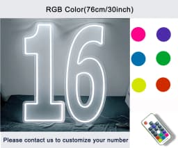 30inch Color-Changing Neon Sign Numbers - Free Standing & Hanging Option for Birthday Wedding Party Decor Lighting