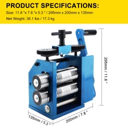 Jewelry Rolling Mill Machine Gear Ratio 1:2.5 Wire Roller Mill 0.1-7mm Press Thickness Manual Combination Rolling Mill