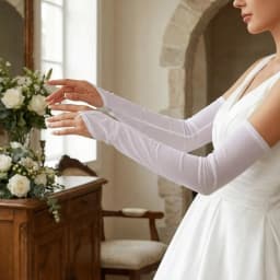 Fashion Elegant Solid Color Elasticity Mesh Hook Finger Long Gloves Women Sexy Thin Sheer Bridal Gown Accessories Party Cosplay