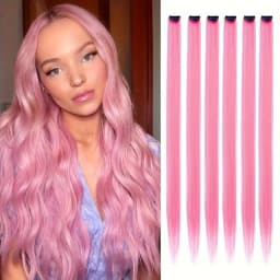 6pcs/pack Clip in Hair Extensions Colored Party Highlights for Girls 22inch Multi-colors Straight Hair Synthetic Hairpieces