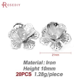 18K Gold Color 3D Wire Flower Charms Pendants High Quality Diy Jewelry Making Necklace Earrings Accessories for Women