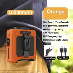 Mini high-speed Waist Fan, Bladeless USB Hanging Neck Fan, Outdoor Multifunctional Mobile Power Lighting Digital Display Fan