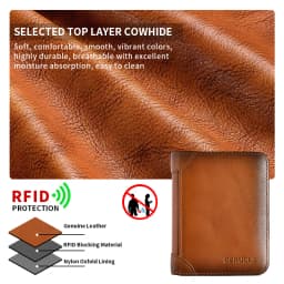 GERUOLA Slim RFID Shielded Genuine Leather Wallet for Men-Multifunctional ID & Credit Card Holder Dark Brown with Embellishments
